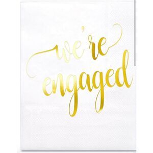 NEW 100 We're Engaged Napkins 3 Ply Paper Tableware Party Wedding